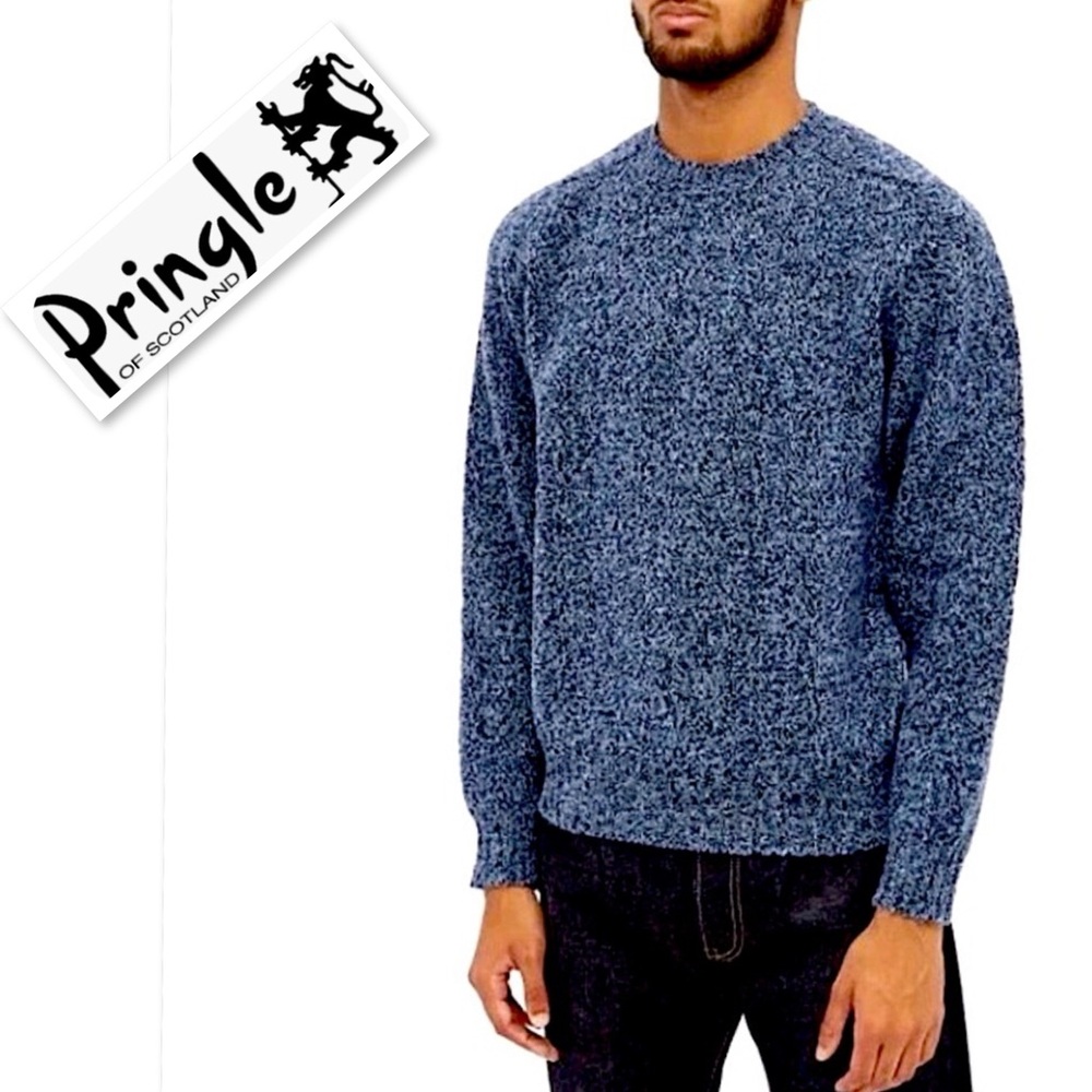 PRINGLE Made In Scotland 100% Wool Shetland Crew Neck Knit Sweater Pullover Sz S